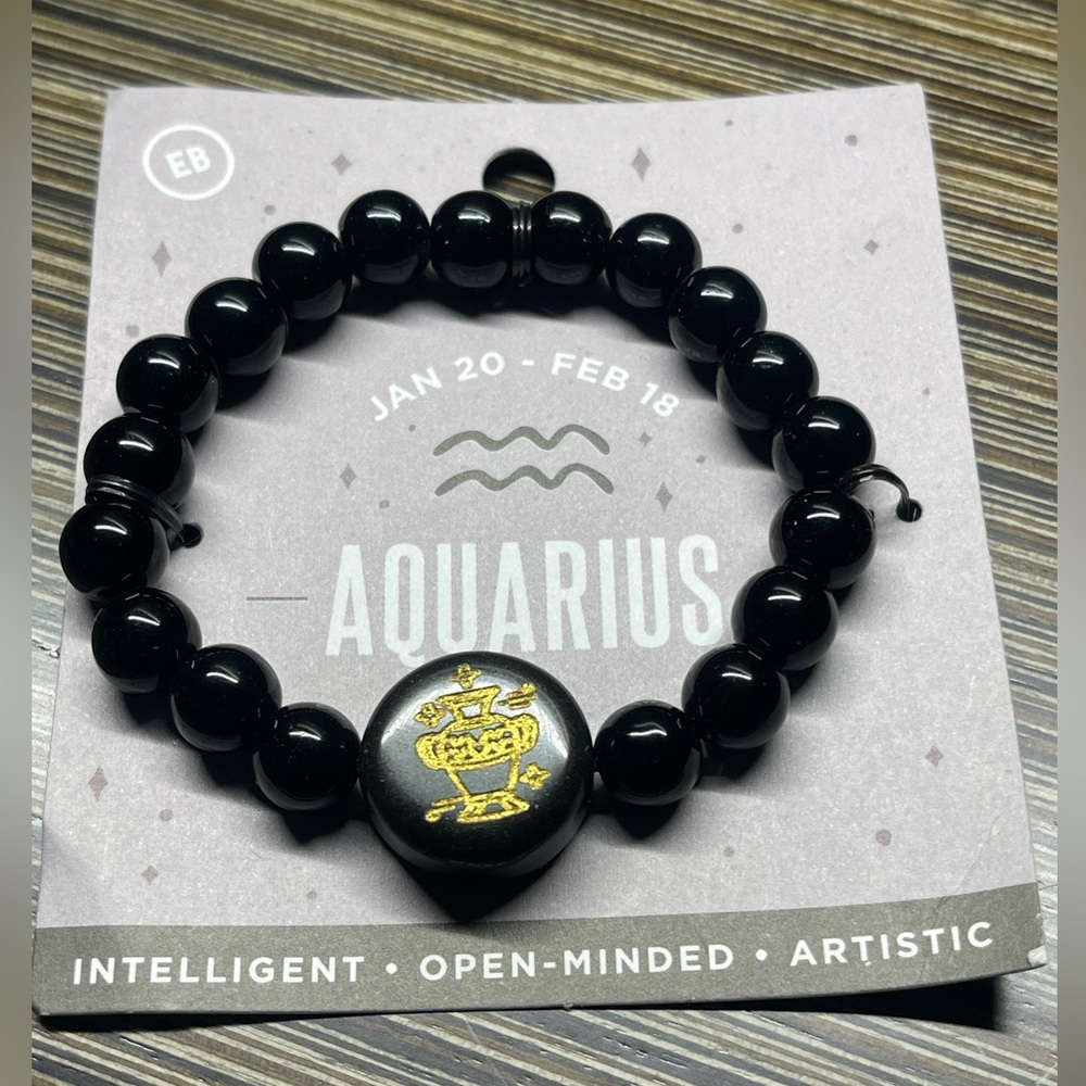 Black Beaded Aquarius Bracelet